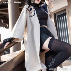 Punshing: Gray Raven New Chinese Jacket Qu Qiming Cotton and Linen Windbreaker Jacket - Pardo's Shop