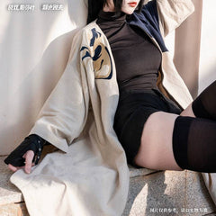 Punshing: Gray Raven New Chinese Jacket Qu Qiming Cotton and Linen Windbreaker Jacket - Pardo's Shop