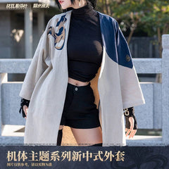 Punshing: Gray Raven New Chinese Jacket Qu Qiming Cotton and Linen Windbreaker Jacket - Pardo's Shop