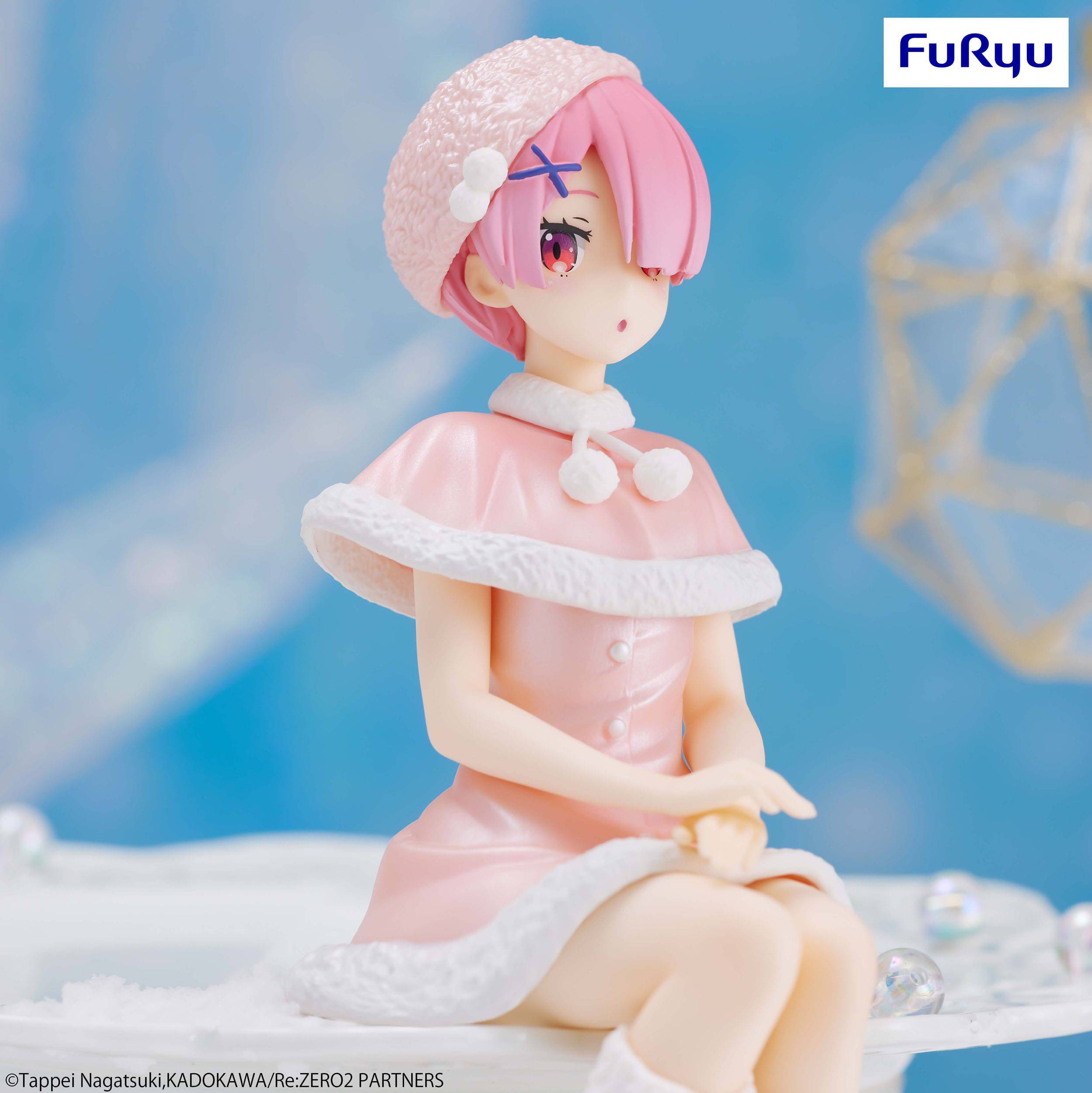 Re:Zero Starting Life in Another World Noodle Stopper PVC Statue Ram Snow Princess 14 cm - Anime Gaming Merchandise - Anime Merch - Metal Poster - Pardo's Shop