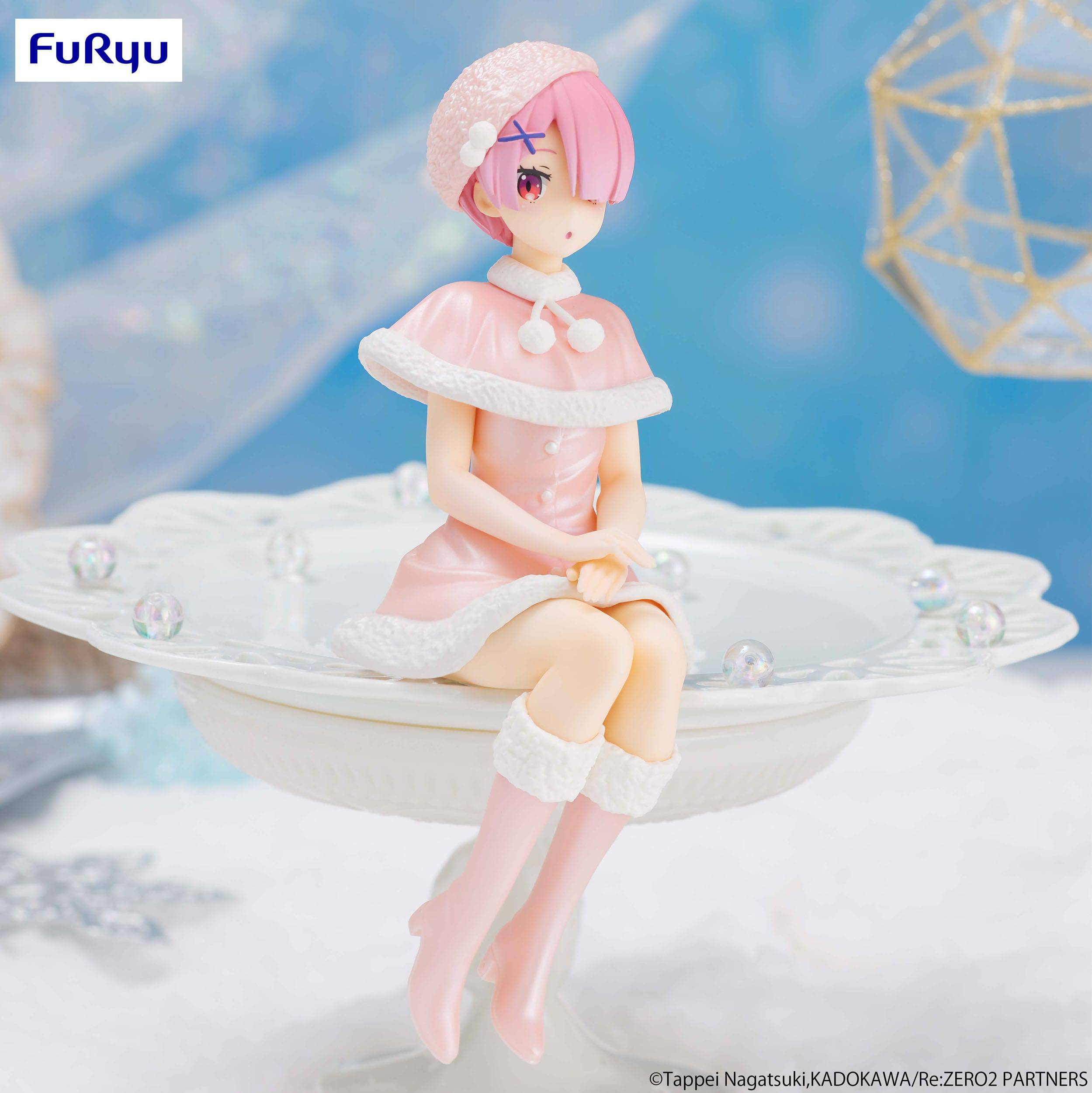 Re:Zero Starting Life in Another World Noodle Stopper PVC Statue Ram Snow Princess 14 cm - Anime Gaming Merchandise - Anime Merch - Metal Poster - Pardo's Shop